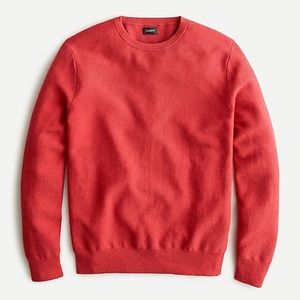 Cotton crewneck sweater in garter stitch